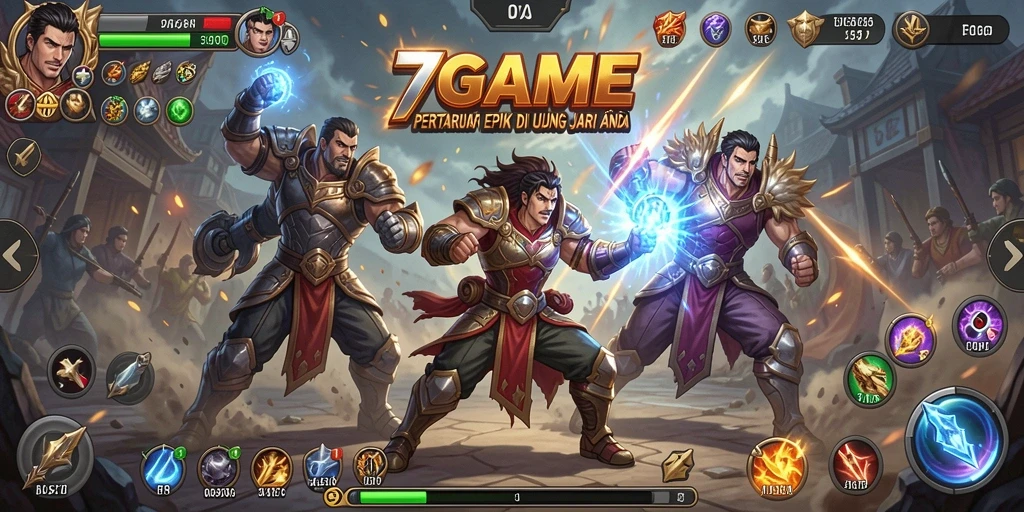Tampilan gameplay 7GAME yang menegangkan dengan pertarungan intense.