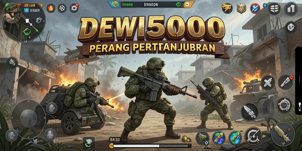 Tampilan gameplay DEWI5000 yang menegangkan dalam pertahanan menara.