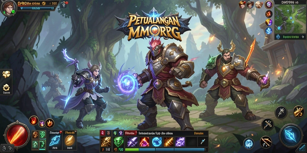 Tangkapan layar gameplay <strong>DMD999</strong> memperlihatkan pertempuran epik dalam dunia MMORPG.