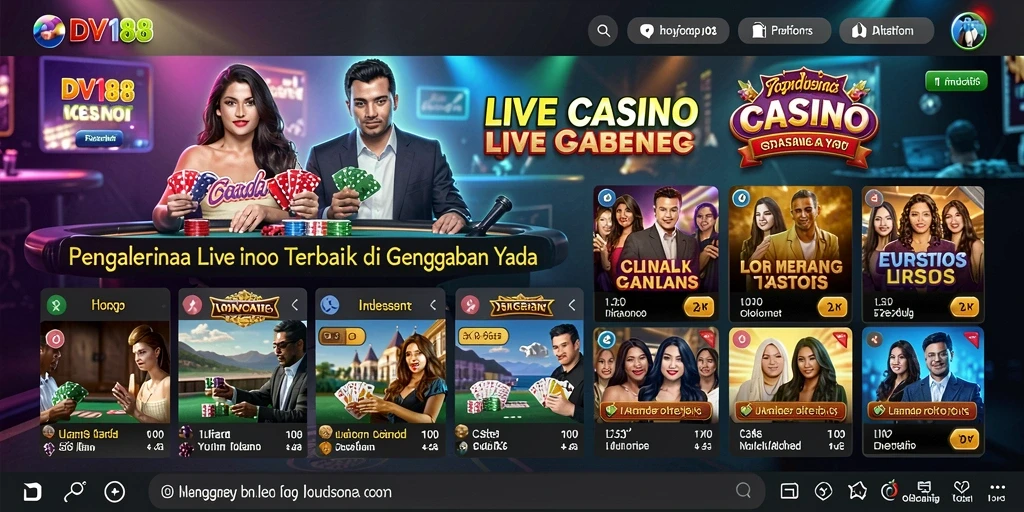 Screenshot gameplay Live Casino yang menampilkan dealer dan pemain dalam suasana kasino nyata.