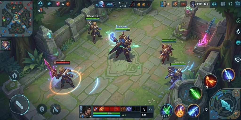 Tampilan gameplay MOBA yang mendebarkan dan seru.