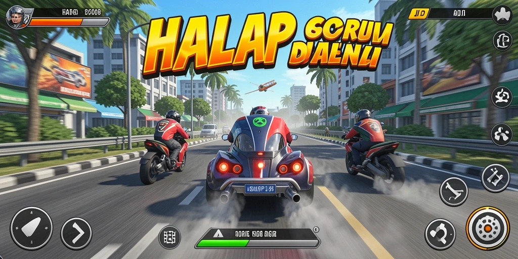 Tangkapan layar utama HARAPJP menampilkan action balapan yang seru.