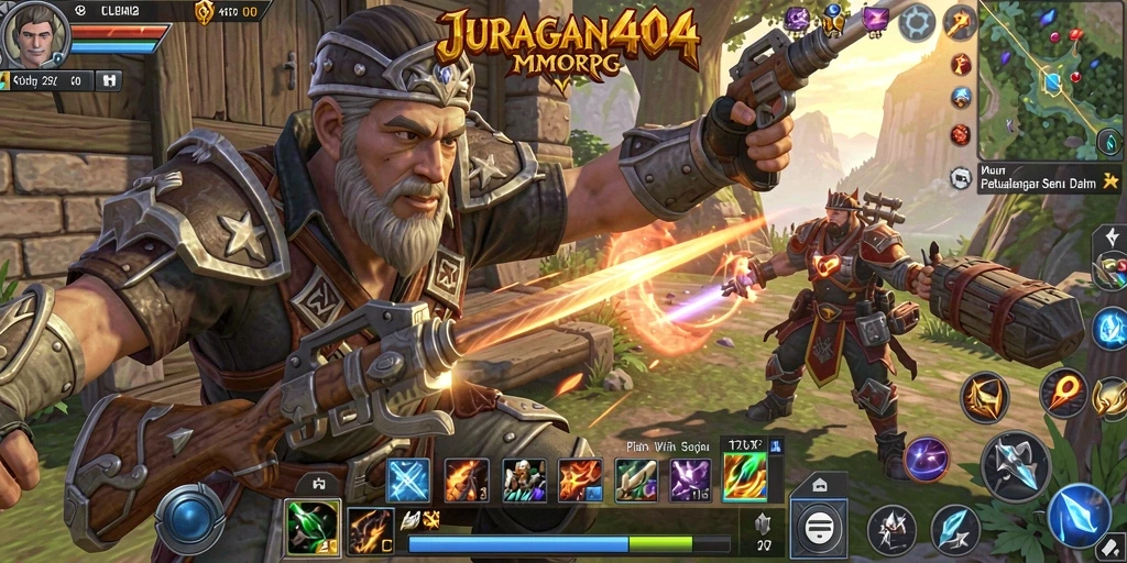Tampilan layar gameplay JURAGAN404 di dunia MMORPG