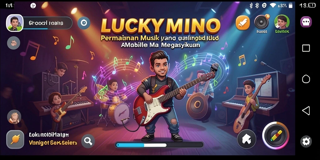 Tampilan menarik dari gameplay musik di LUCKYMINO.