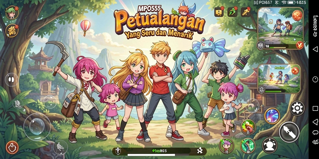 Tampilan gameplay MPO555 yang penuh aksi dan karakter anime menarik.