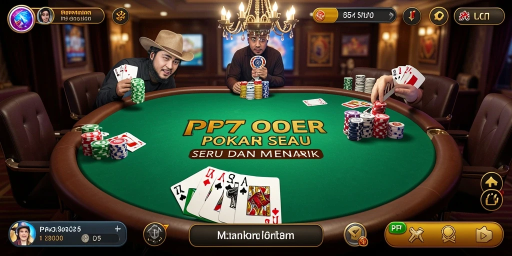 Tampilan gameplay seru di PP7 dengan aksi Poker yang mendebarkan.
