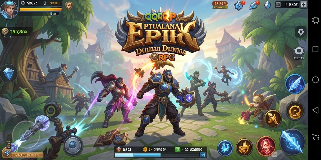 Screenshot menunjukkan aksi epik dalam permainan RPG QQRP.