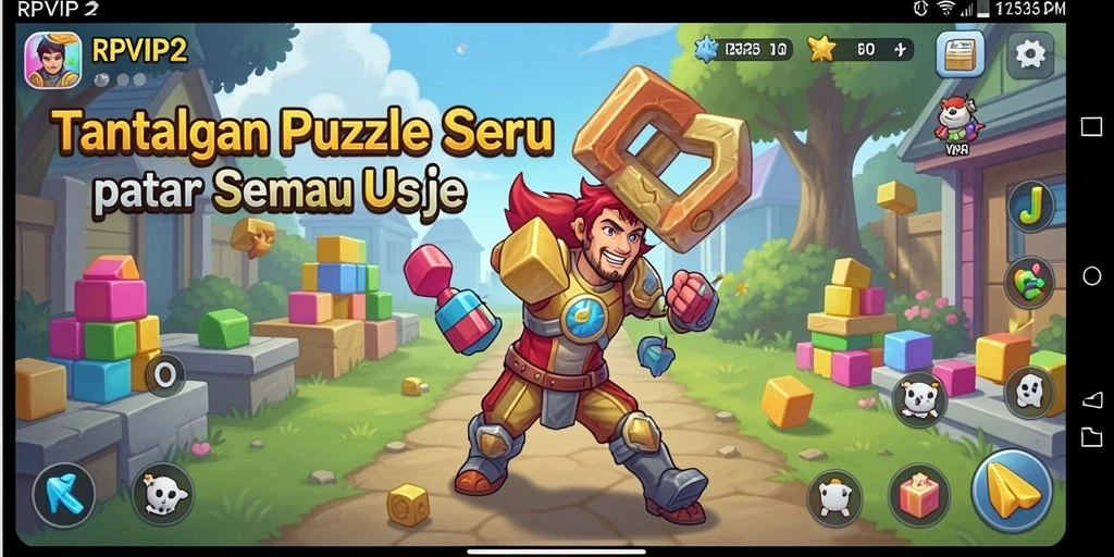 Screenshot utama RPVIP2 menampilkan gameplay yang penuh warna dan tantangan puzzle.