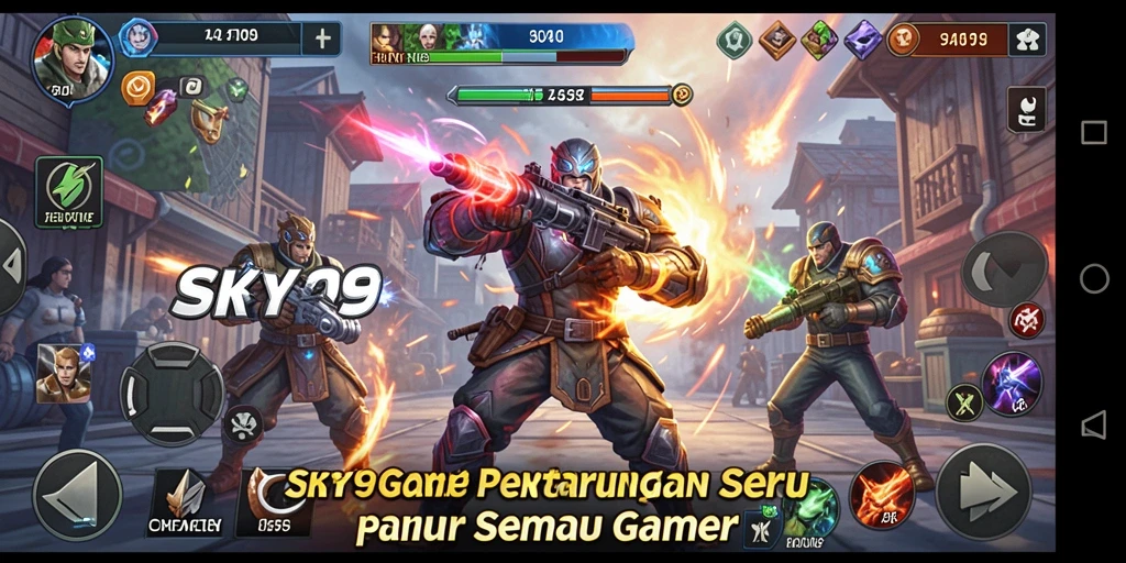 Tampilan menarik dari gameplay pertarungan di SKY99.