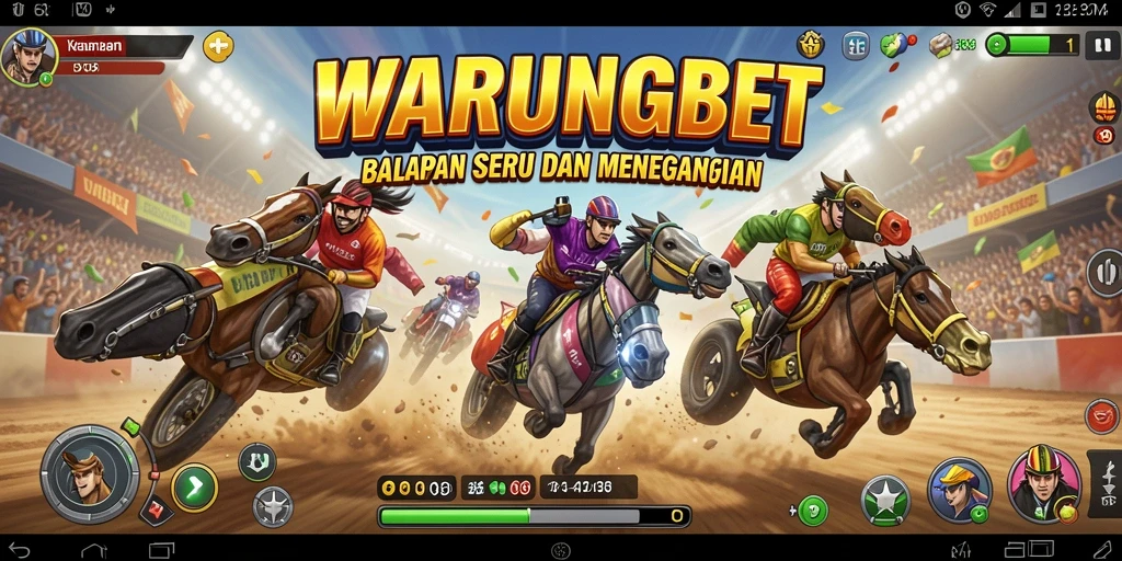 Tampilan gameplay seru dari WARUNGBET dengan mobil balap di trek menantang.